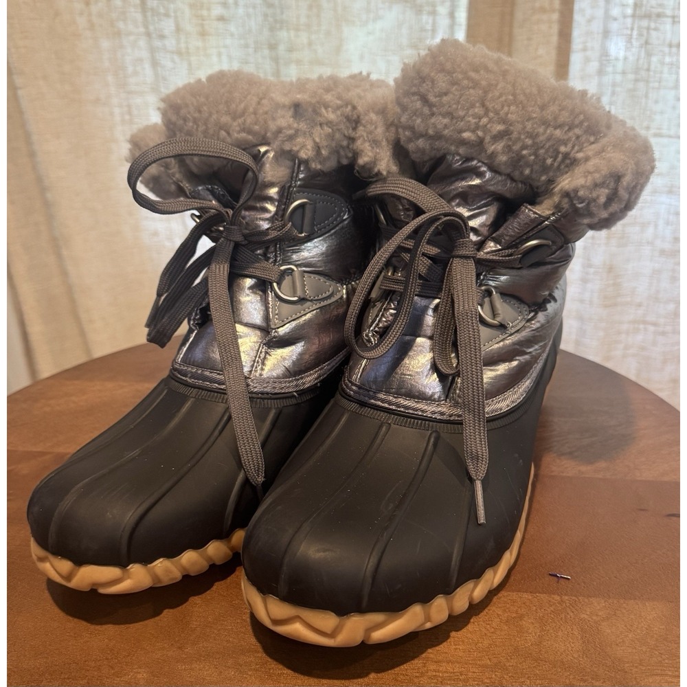 Nordstrom Rack Women's Size 10M Duck Boots Brown Bronze Faux Fur Lined Winter